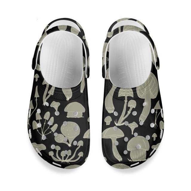 Mushroom Print Sandals Womens Summer Non-slip Hole Shoes Rubber Clogs Garden Beach Flat Slippers Trends Clogs For Women Slip Resistant Shoes Stevvex