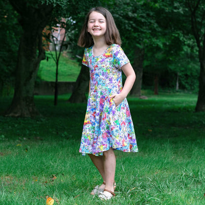 "Staff Meeting" Rainbow Music Notes Super Twirler Dress with Pockets Princess Awesome & Boy Wonder