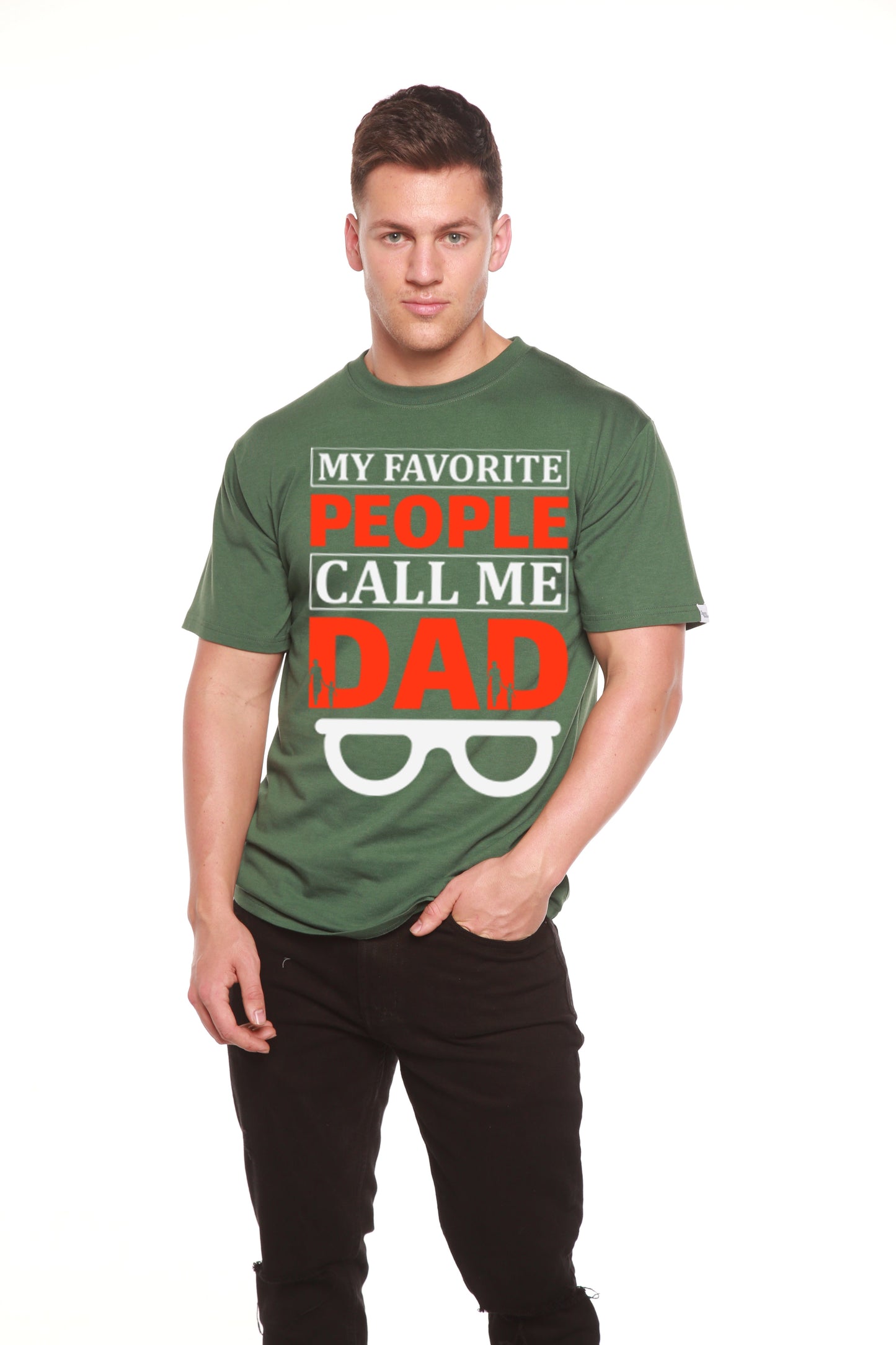 My Favorite People Call Me Dad Men's Bamboo Viscose/Organic Cotton Short Sleeve Graphic T-Shirt Spun Bamboo