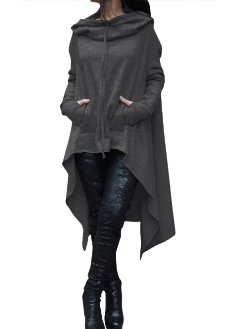 Solid Color Long Hooded Sweatshirt