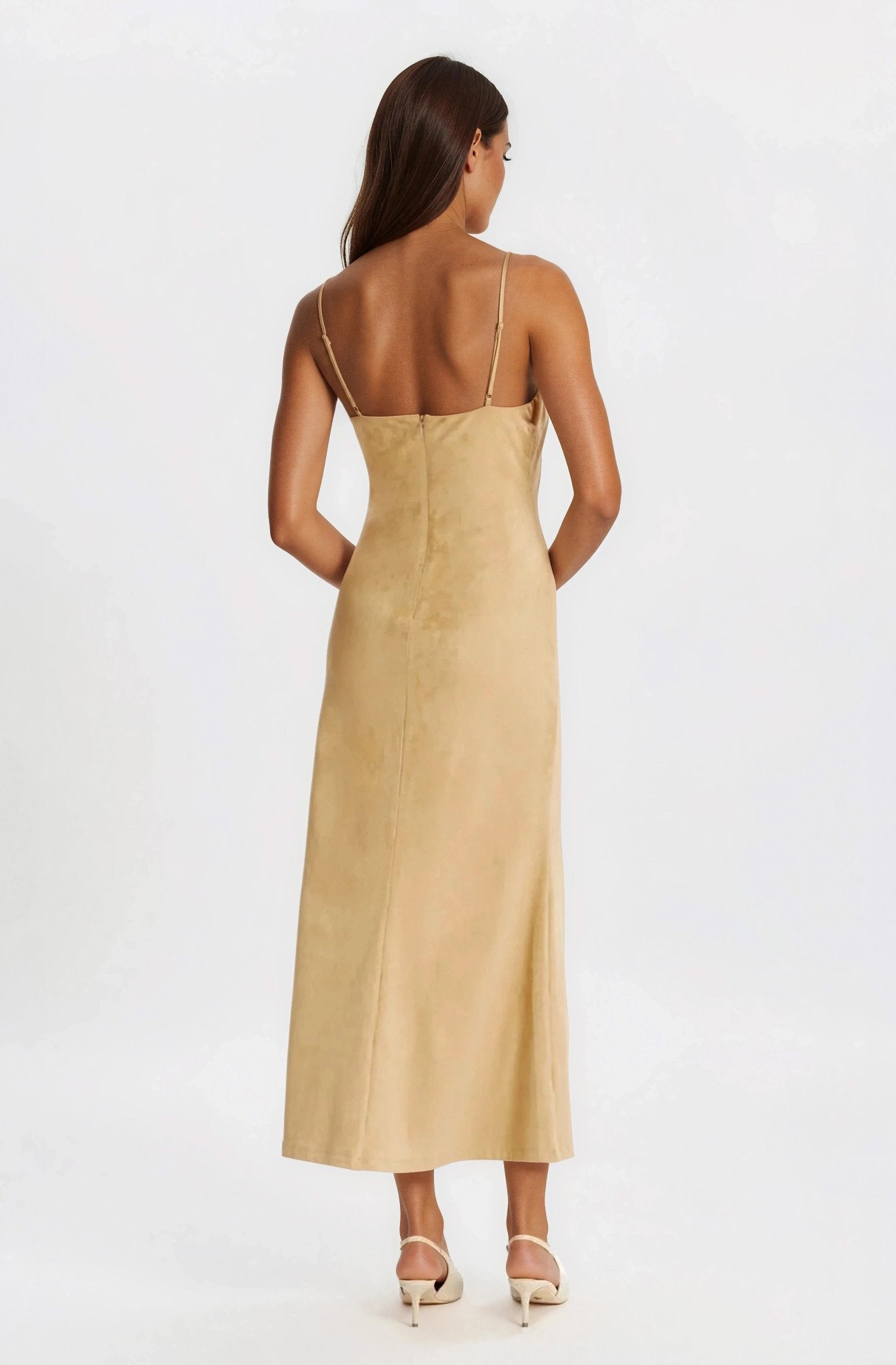 Nadira Faux Suede Dress – Soft Camel XO, Tina