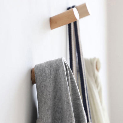 Natural Wood Clothes Hanger Wall Mounted Coat Hook Decorative Key Holder Hat Scarf Handbag Storage Hanger Bathroom Rack  New Simple Modern Solid Wood Hook Wall Hanging Decoration Stevvex