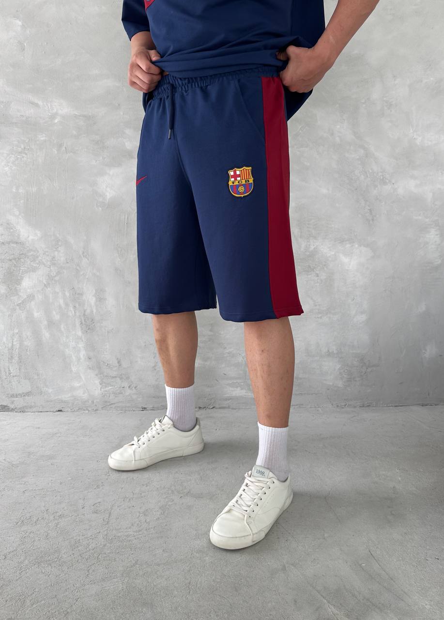 Blaugrana Spirit Men's Polo & Shorts Set – Modern Football Style Withinblack