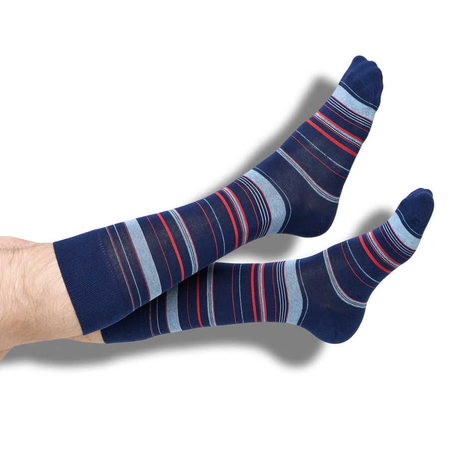 Navy Multi Stripe Dress Socks DeadSoxy