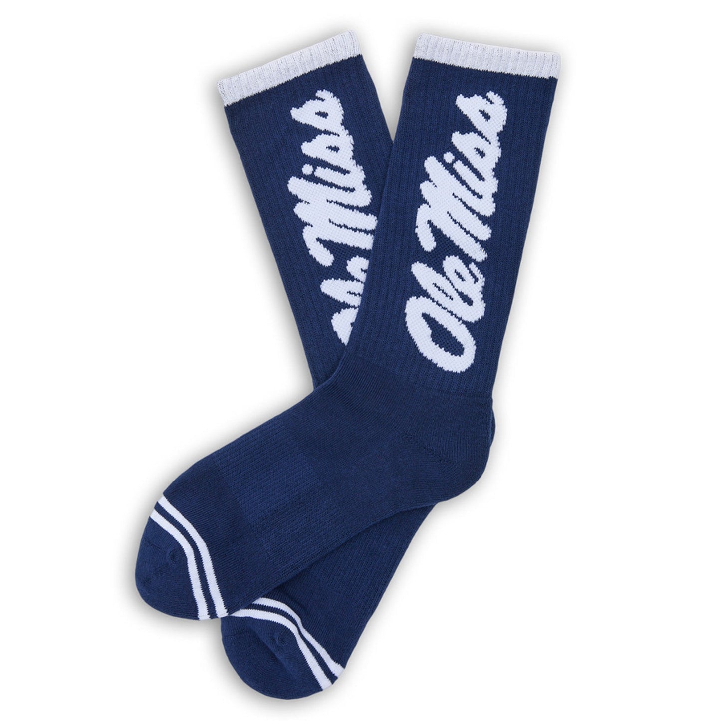 Navy Ole Miss Big Casual Crew Socks DeadSoxy