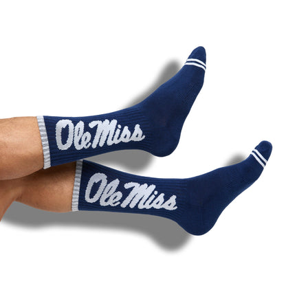 Navy Ole Miss Big Casual Crew Socks DeadSoxy