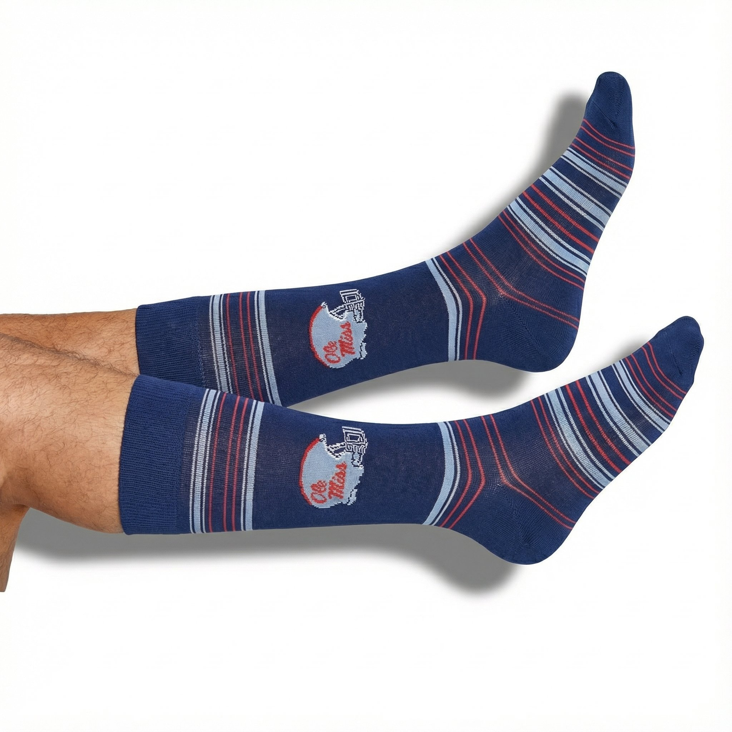 Navy Ole Miss Helmet Dress Socks DeadSoxy