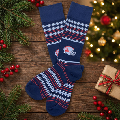 Navy Ole Miss Helmet Dress Socks DeadSoxy