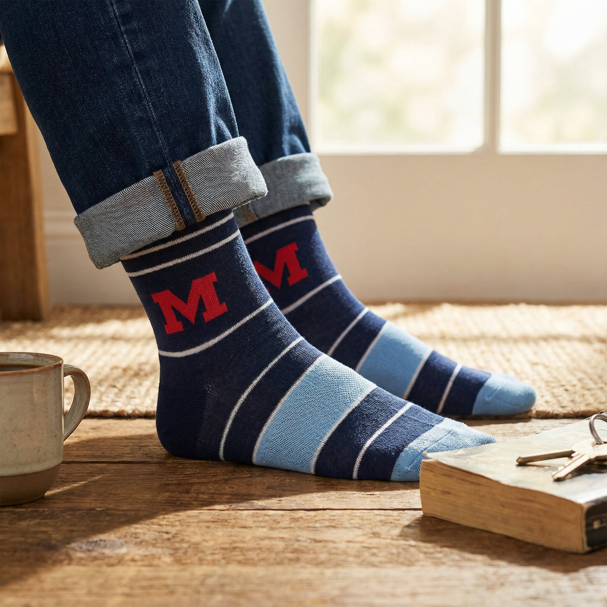 Navy Powder Stripe M Dress Socks DeadSoxy