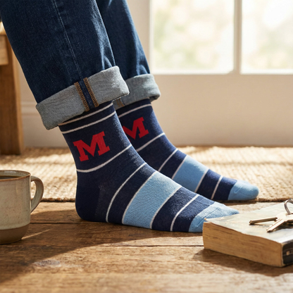 Navy Powder Stripe M Dress Socks DeadSoxy