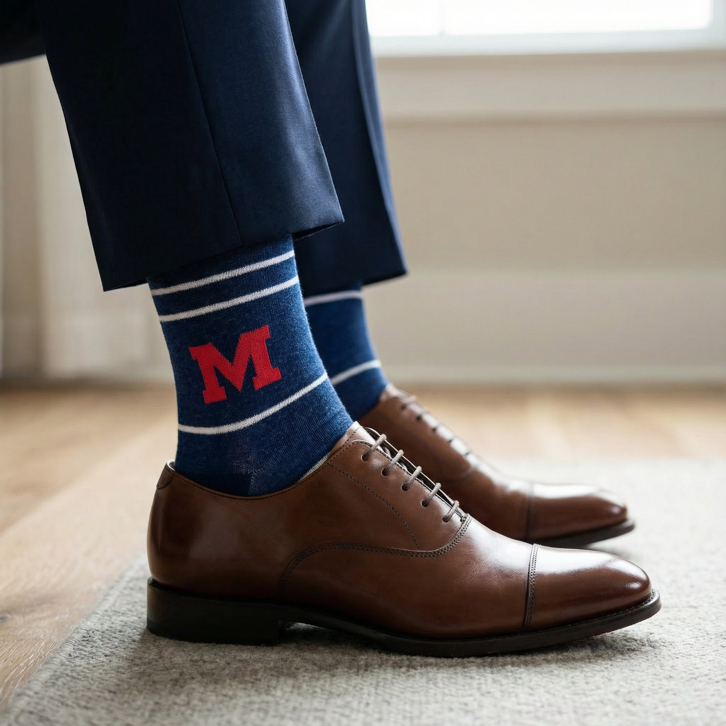 Navy Powder Stripe M Dress Socks DeadSoxy