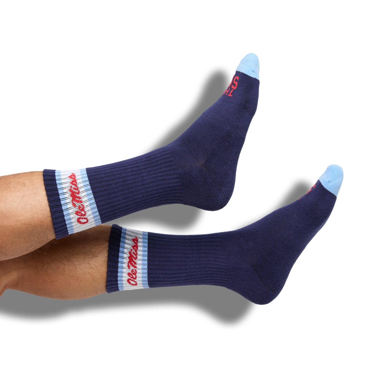 Navy Retro Script Casual Crew Socks DeadSoxy