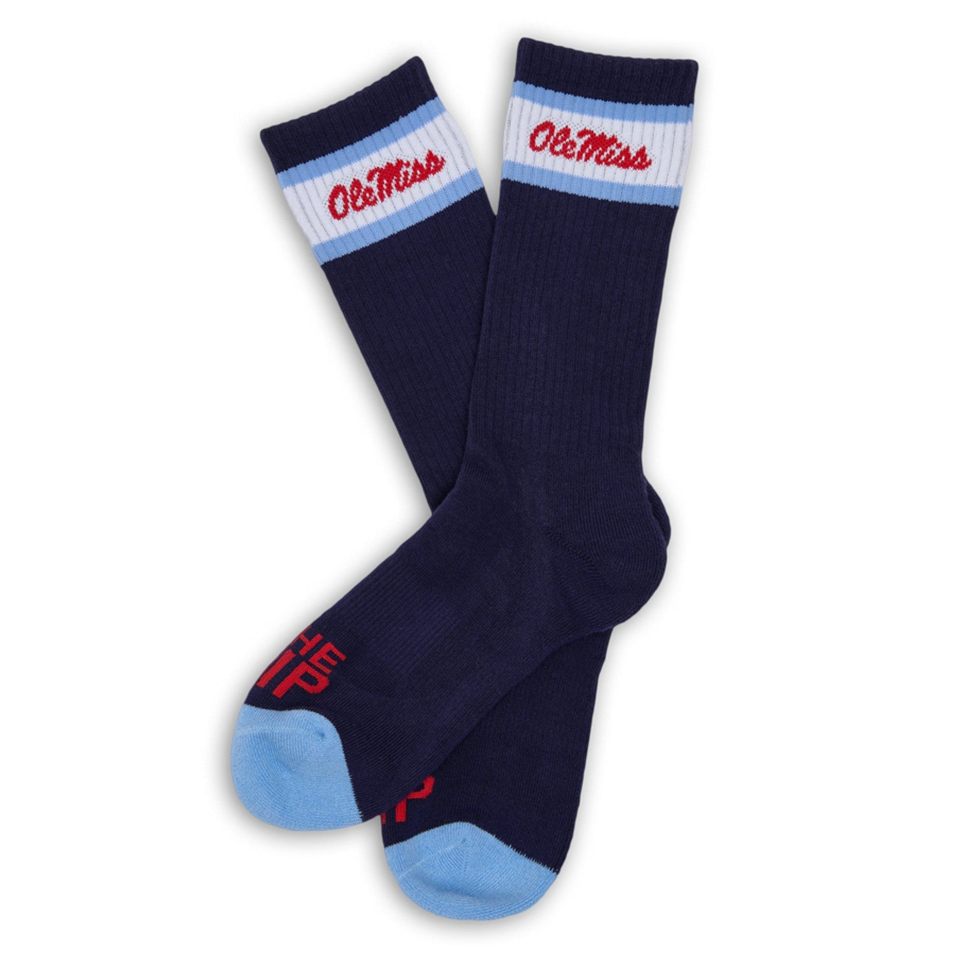 Navy Retro Script Casual Crew Socks DeadSoxy