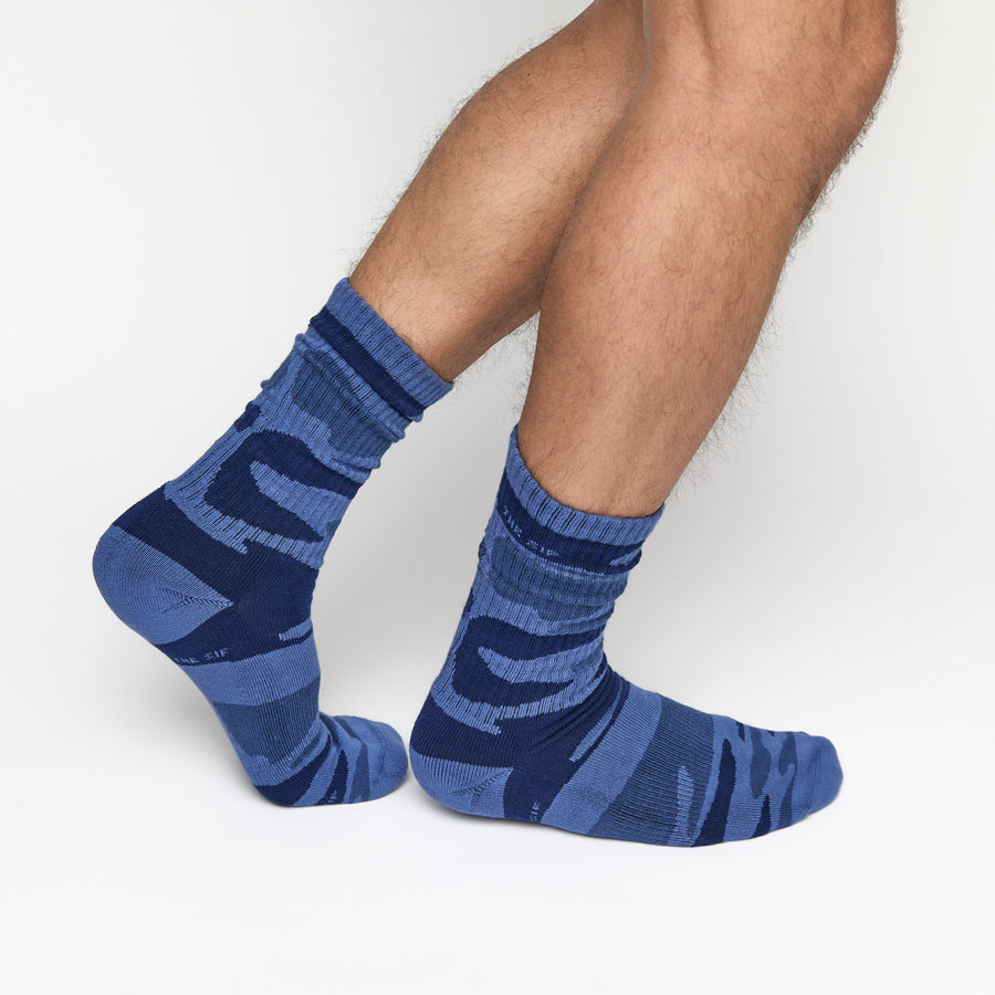 Navy Sip Camo Casual Crew Socks DeadSoxy