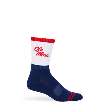 Navy White OM Script Casual Crew Socks DeadSoxy