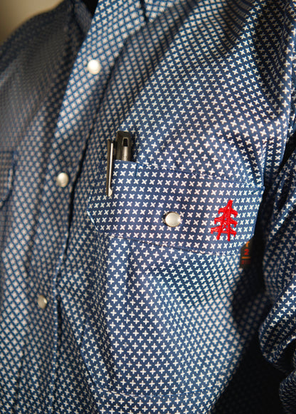FR Pearl Snap Work Shirt - Honor Navy Static FR