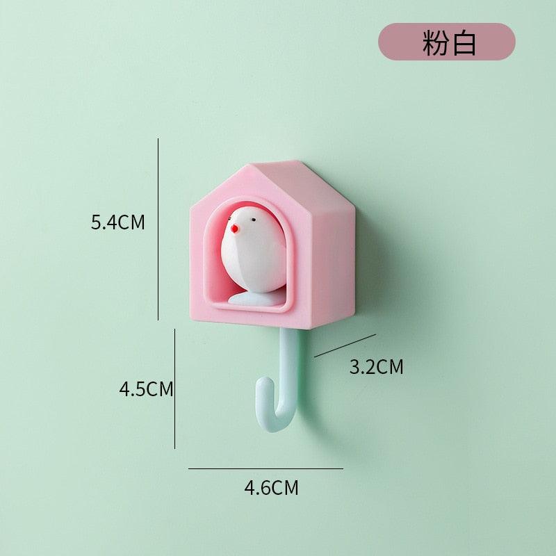 New Cartoon Bird Hook Self Adhesive Dormitory Bedroom Door Hangers Hooks Key Umbrella Towel Cap Coat Rack Wall Decoration Rack Creative Adhesive Coat Hook Cute Bird Hooks Decorative Wall Hooks Key Holder Stevvex