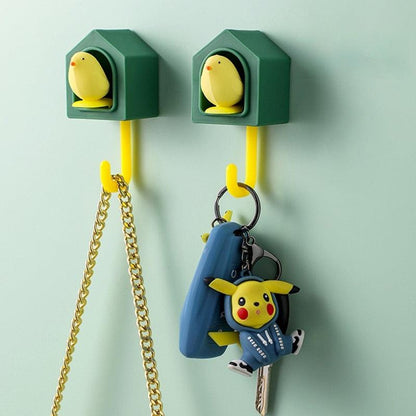 New Cartoon Bird Hook Self Adhesive Dormitory Bedroom Door Hangers Hooks Key Umbrella Towel Cap Coat Rack Wall Decoration Rack Creative Adhesive Coat Hook Cute Bird Hooks Decorative Wall Hooks Key Holder Stevvex