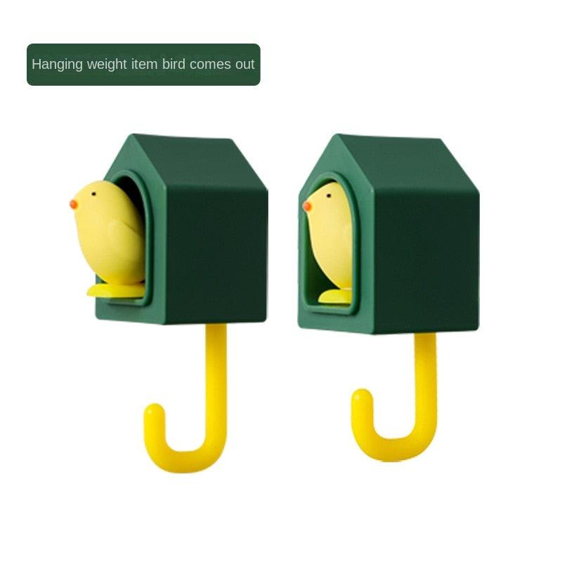 New Cartoon Bird Hook Self Adhesive Dormitory Bedroom Door Hangers Hooks Key Umbrella Towel Cap Coat Rack Wall Decoration Rack Creative Adhesive Coat Hook Cute Bird Hooks Decorative Wall Hooks Key Holder Stevvex