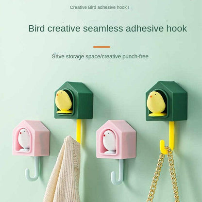 New Cartoon Bird Hook Self Adhesive Dormitory Bedroom Door Hangers Hooks Key Umbrella Towel Cap Coat Rack Wall Decoration Rack Creative Adhesive Coat Hook Cute Bird Hooks Decorative Wall Hooks Key Holder Stevvex