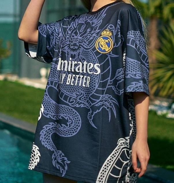 New Season Real Madrid Dragon Printed Oversized T-Shirt Withinblack
