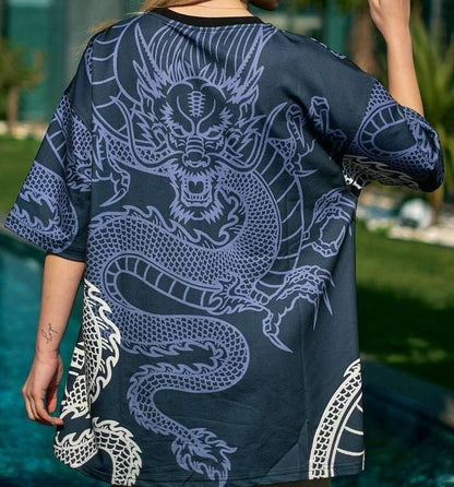 New Season Real Madrid Dragon Printed Oversized T-Shirt Withinblack