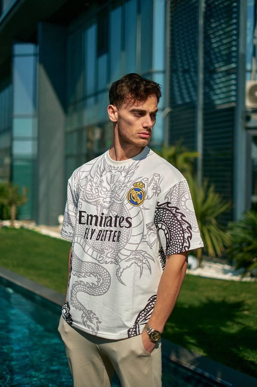 New Season Real Madrid Dragon Printed Oversized T-Shirt Withinblack
