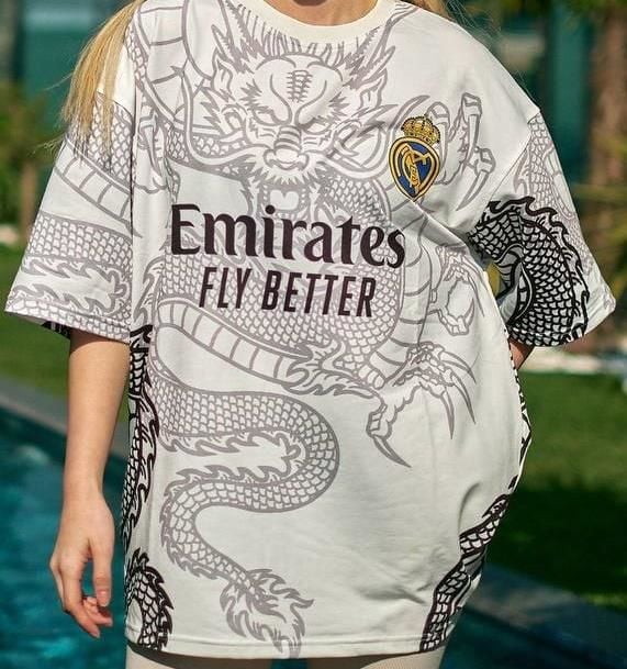 New Season Real Madrid Dragon Printed Oversized T-Shirt Withinblack