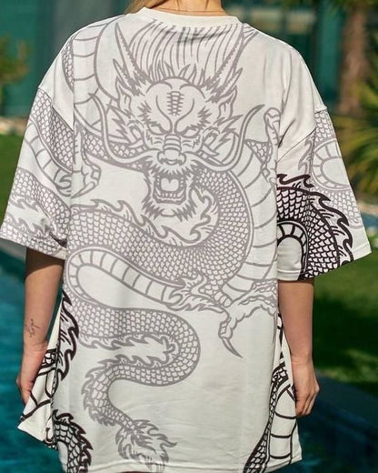 New Season Real Madrid Dragon Printed Oversized T-Shirt Withinblack