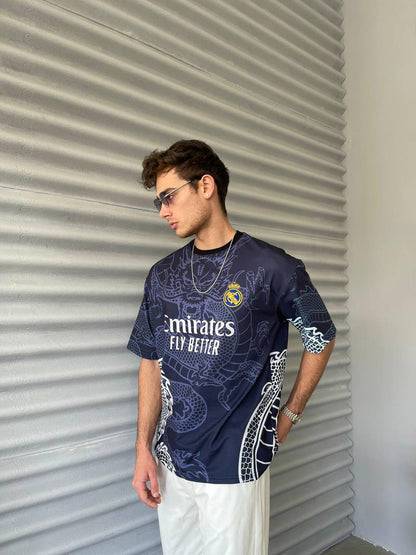 New Season Real Madrid Dragon Printed Oversized T-Shirt Withinblack
