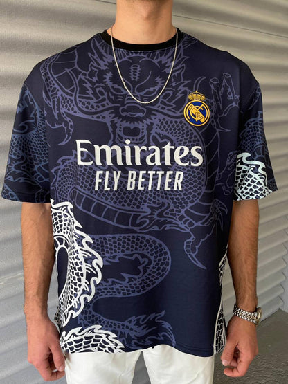 New Season Real Madrid Dragon Printed Oversized T-Shirt Withinblack