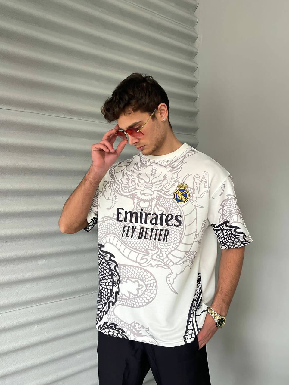 New Season Real Madrid Dragon Printed Oversized T-Shirt Withinblack