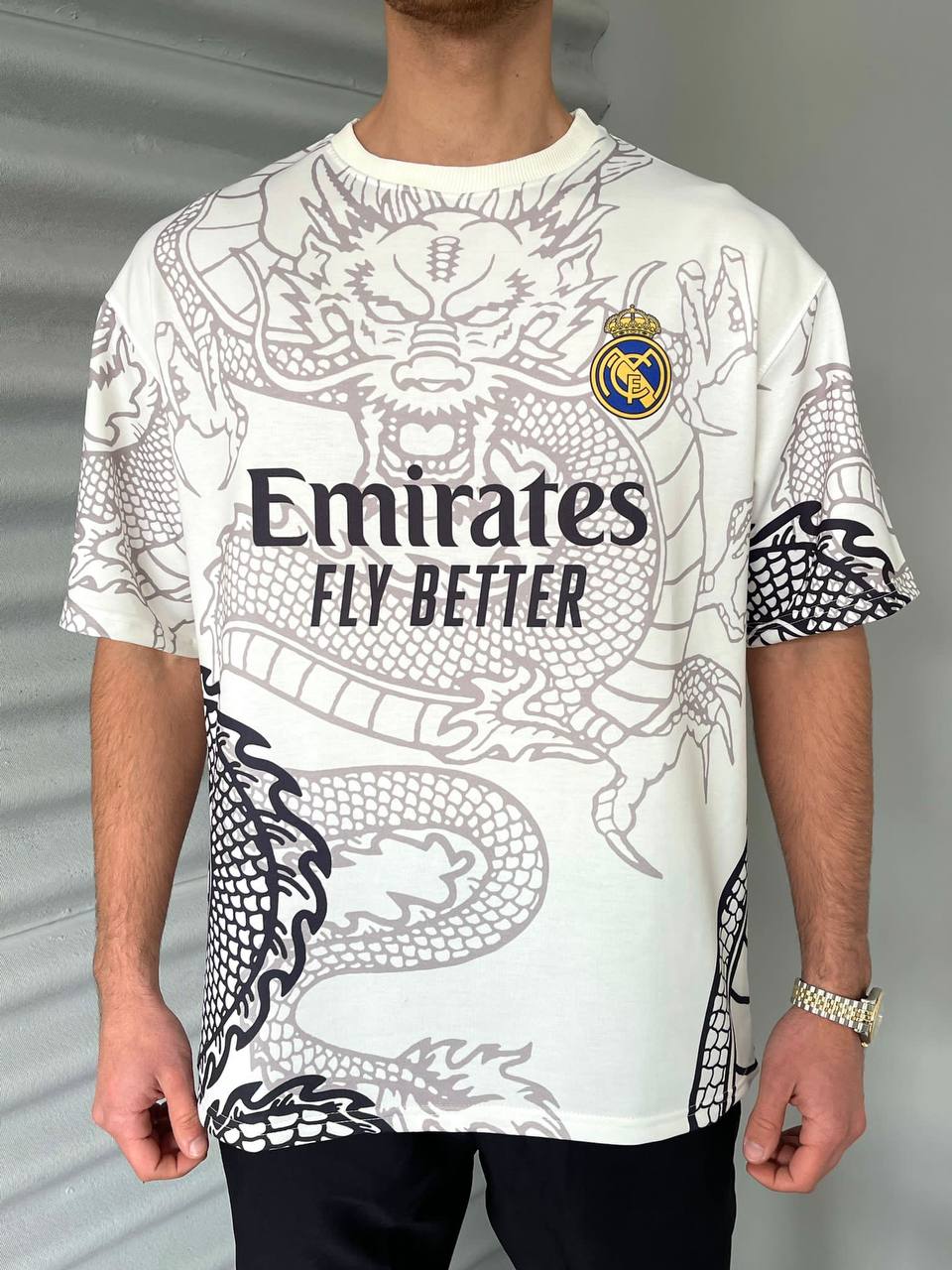 New Season Real Madrid Dragon Printed Oversized T-Shirt Withinblack