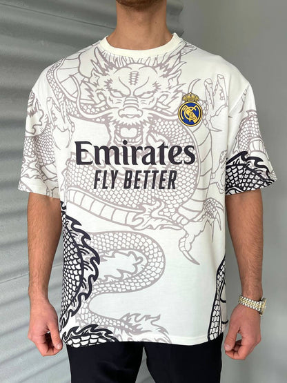 New Season Real Madrid Dragon Printed Oversized T-Shirt Withinblack