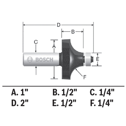 BOSCH 85294MC 1/4 In. x 1/2 In. Carbide-Tipped Roundover Router Bit VM Hardware