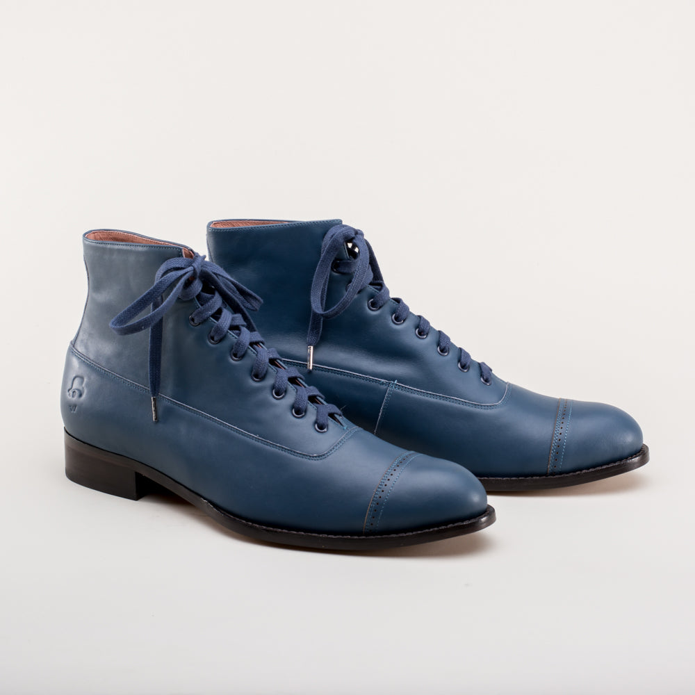 Noble Men's Vintage Lace-Up Boots (Blue) American Duchess