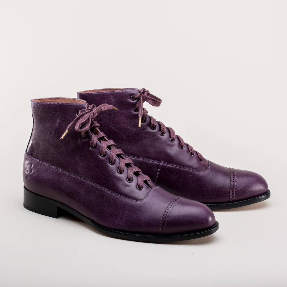 Noble Men's Vintage Lace-Up Boots (Purple) American Duchess