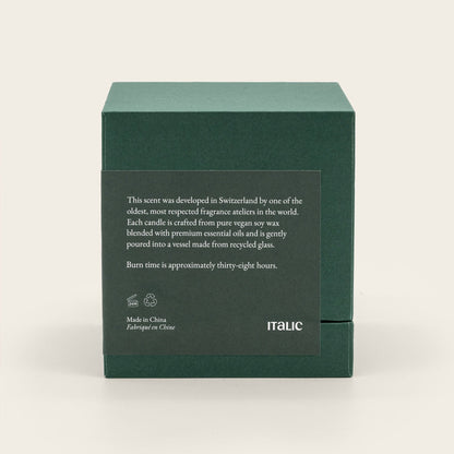 Noir Swiss Scented Glass Candle Italic
