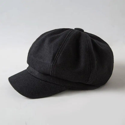 Octagonal Woolen Beret Hat for Casual Wear