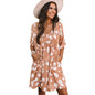 Floral V-neck Dress for European and American Style