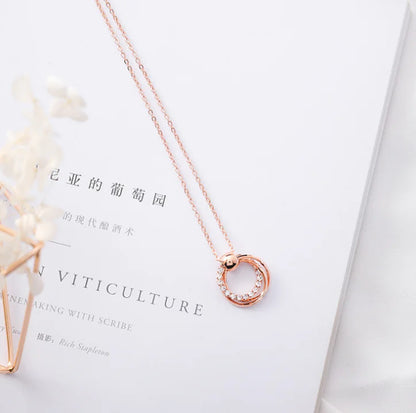 Circle Sparkling Diamond Earrings and Necklace Set