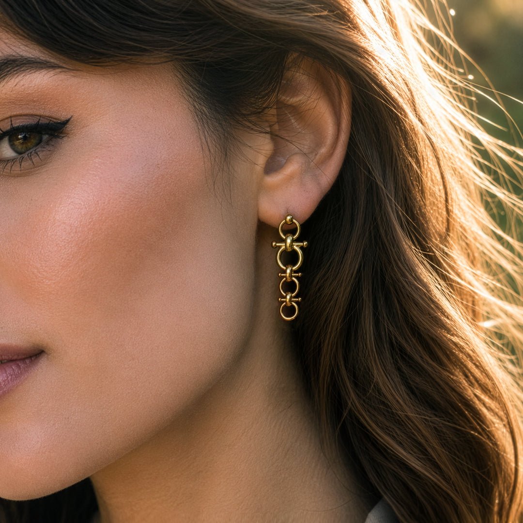 Ocala - Triple Horse Bit Equestrian Earring in Gold Urban-Equestrian