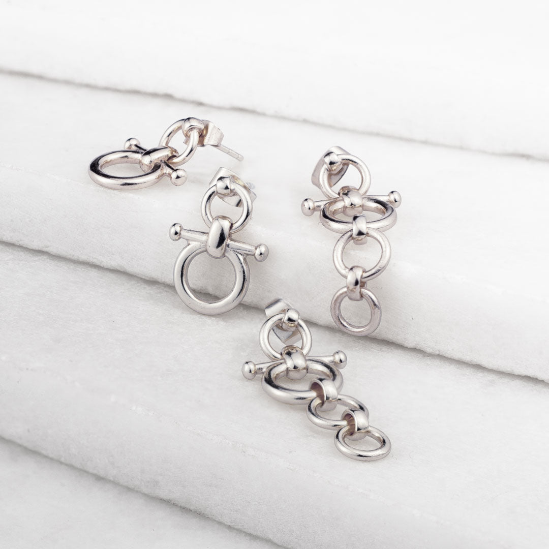 Ocala - Triple Horse Bit Equestrian Earring in Silver Urban-Equestrian