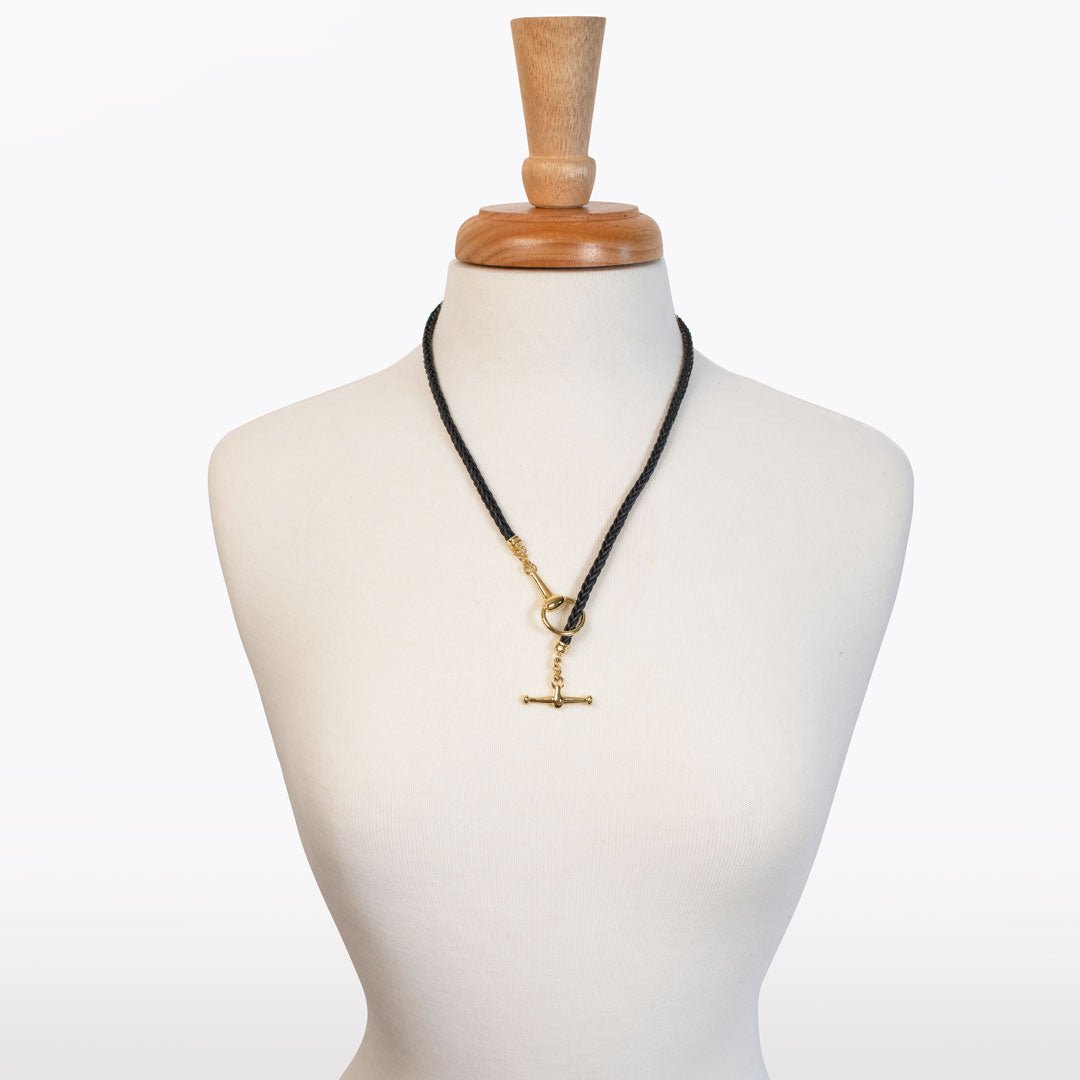 Odeza - Horse Bit Toggle Equestrian Necklace Black and Gold Urban-Equestrian