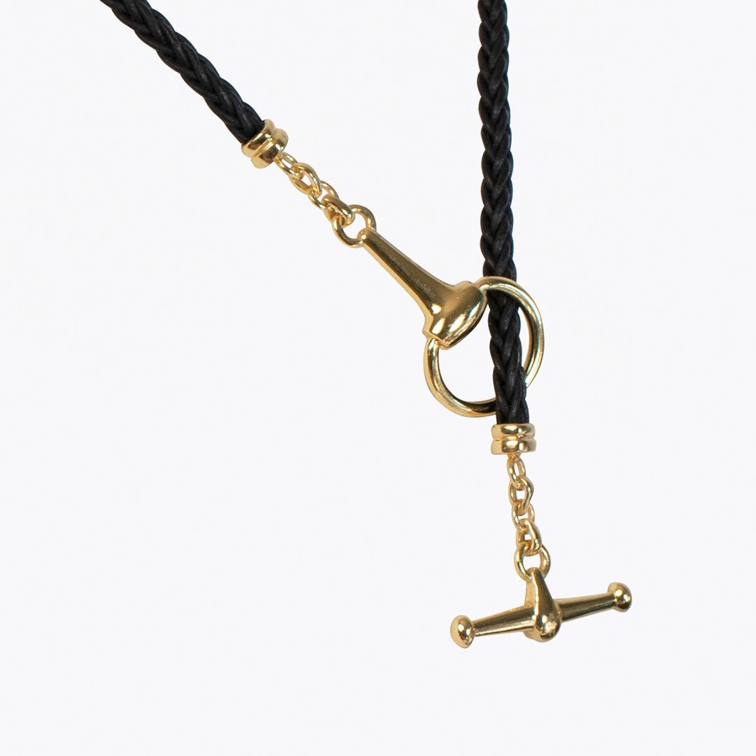 Odeza - Horse Bit Toggle Equestrian Necklace Black and Gold Urban-Equestrian
