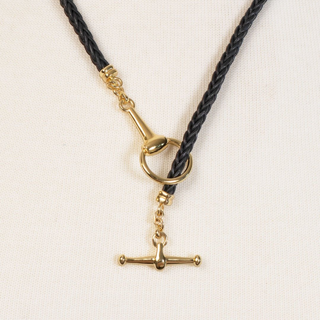 Odeza - Horse Bit Toggle Equestrian Necklace Black and Gold Urban-Equestrian