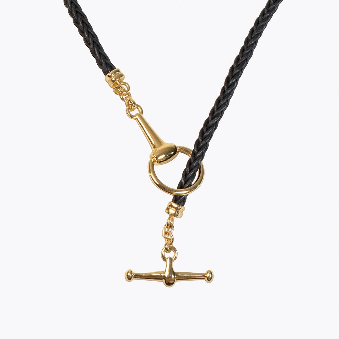 Odeza - Horse Bit Toggle Equestrian Necklace Black and Gold Urban-Equestrian