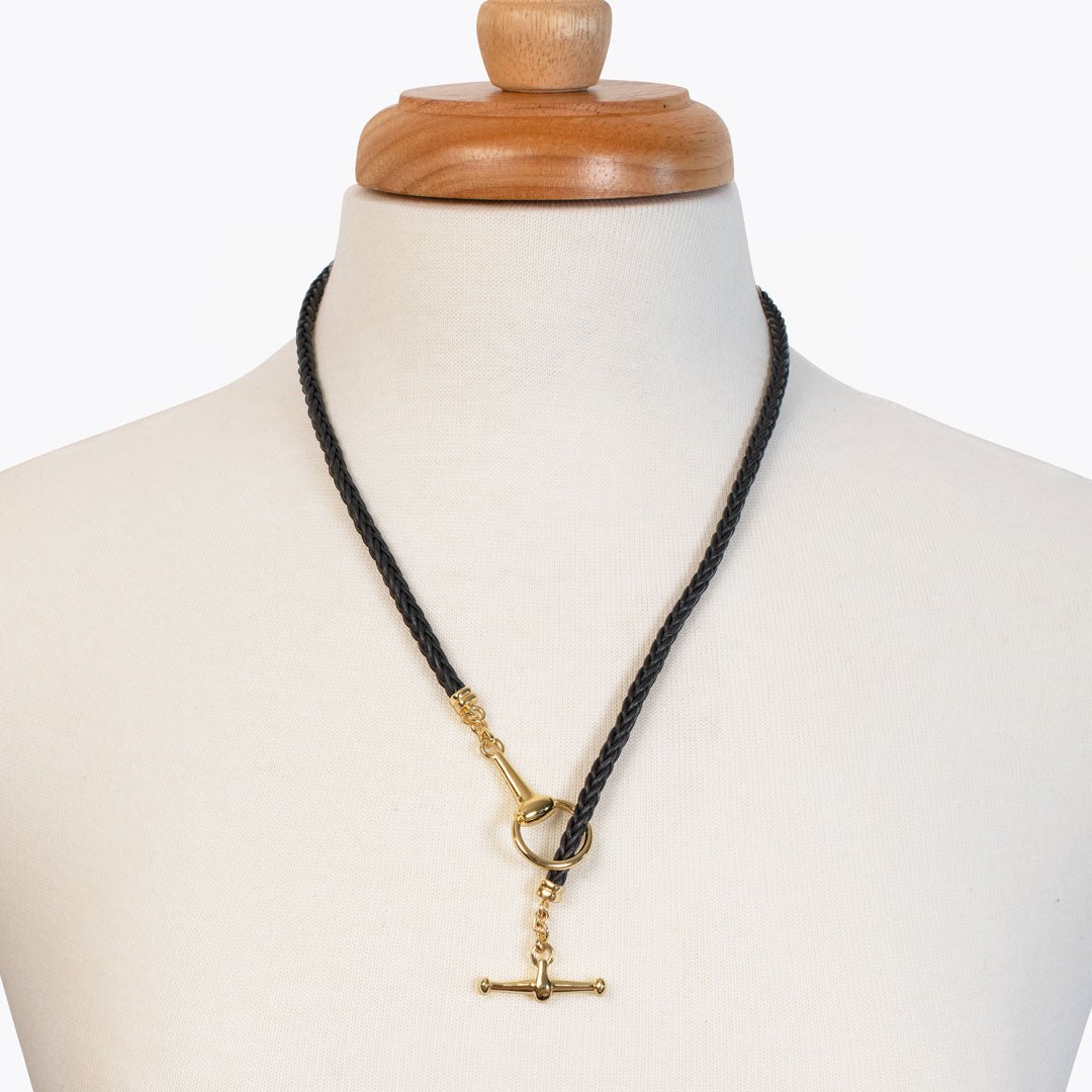 Odeza - Horse Bit Toggle Equestrian Necklace Black and Gold Urban-Equestrian