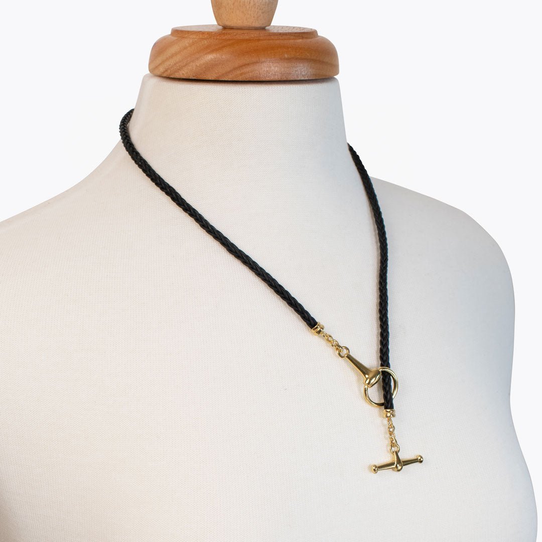 Odeza - Horse Bit Toggle Equestrian Necklace Black and Gold Urban-Equestrian