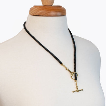 Odeza - Horse Bit Toggle Equestrian Necklace Black and Gold Urban-Equestrian